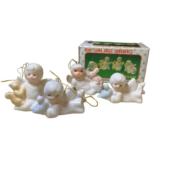 Bone China Angel Ornaments Set of 4 Ornaments - Picture 1 of 12